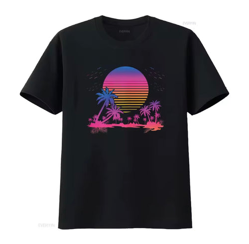 Sunset Palm Tee — Retro 80s Vaporwave
