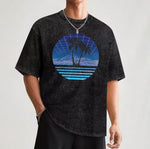 Synthwave Grid Tee — Retro 80s Palm